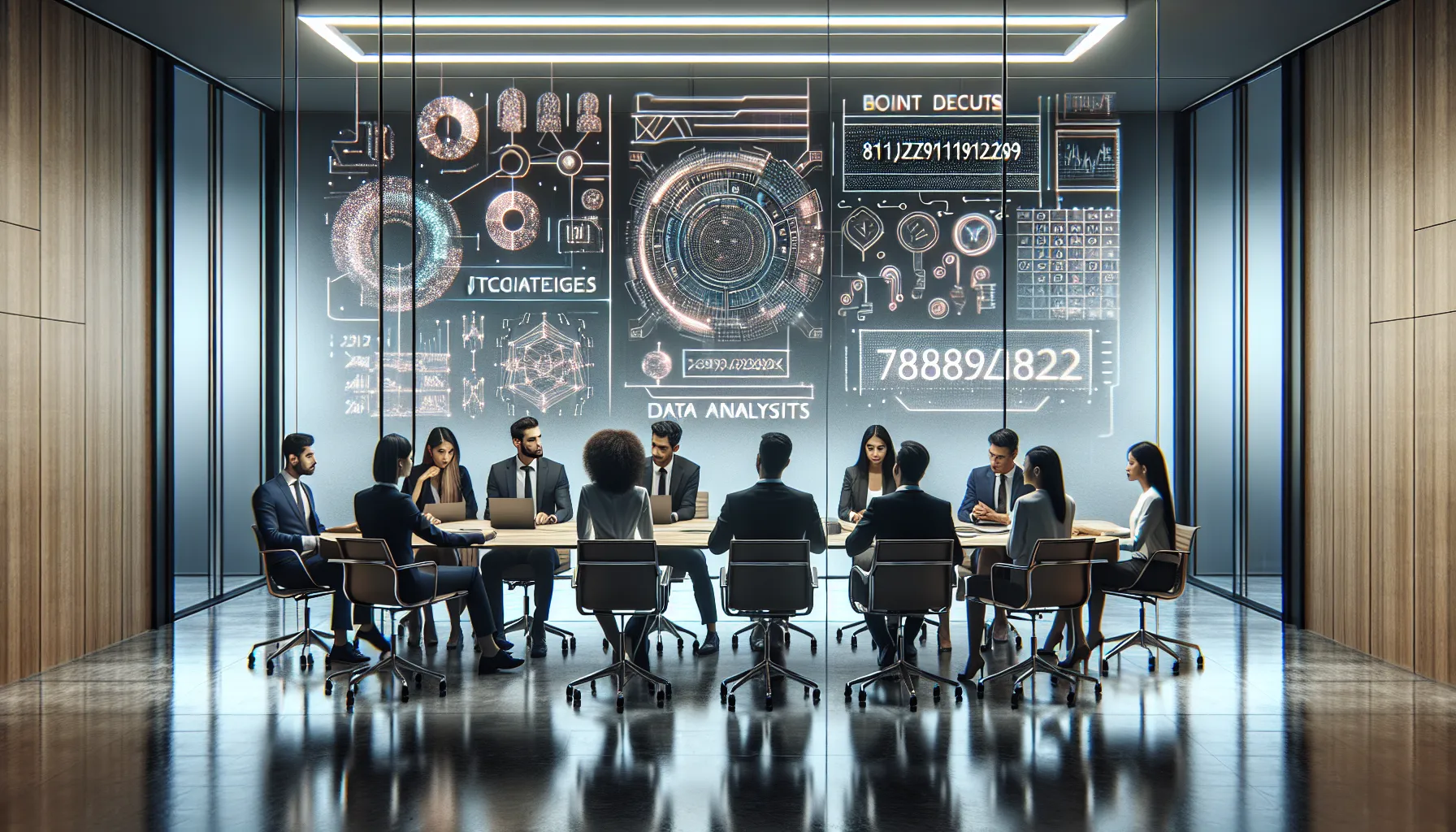 diverse team brainstorming about future technological innovations in a modern office.