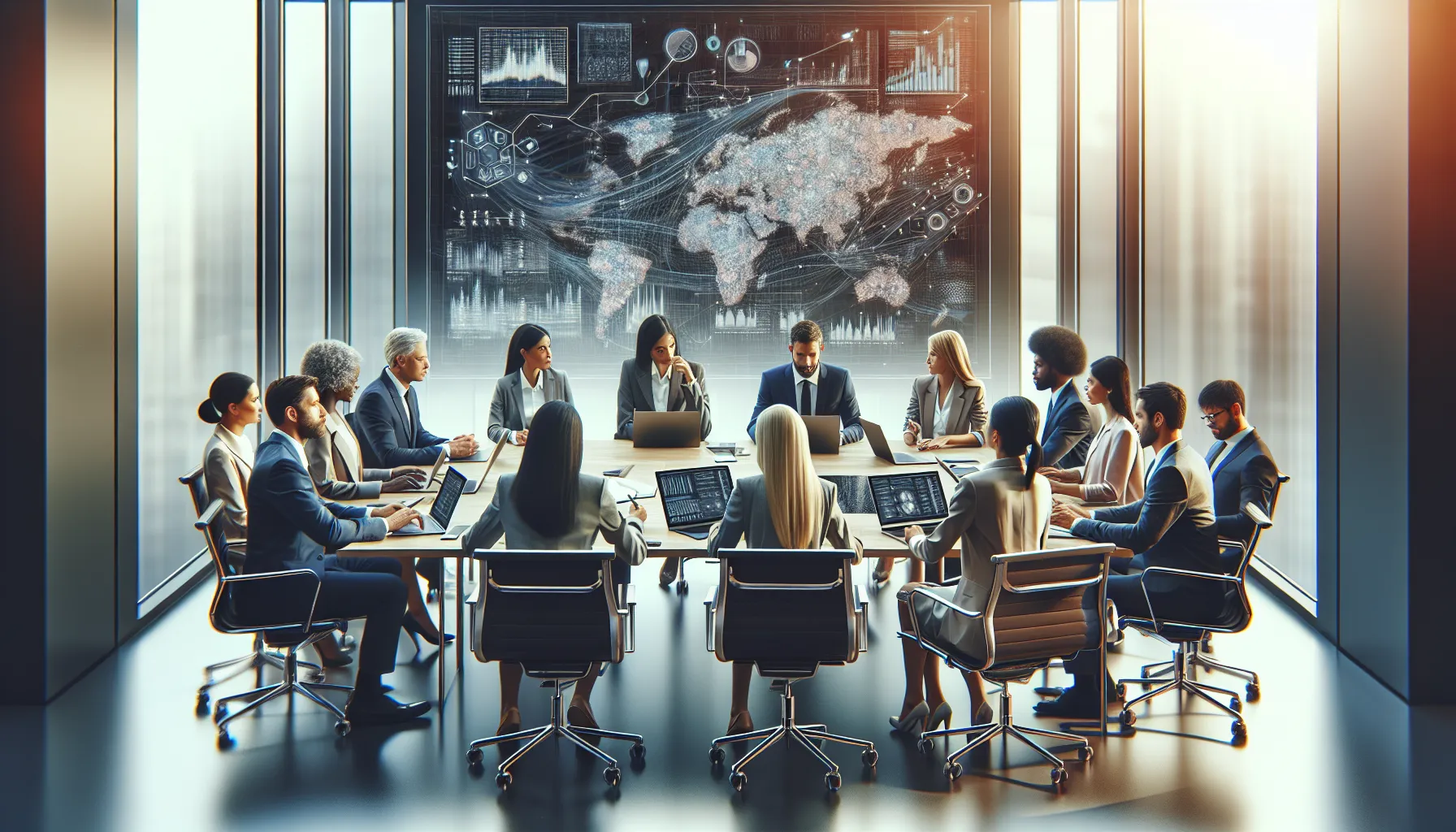 diverse professionals discussing fkbpfqv in a modern office.