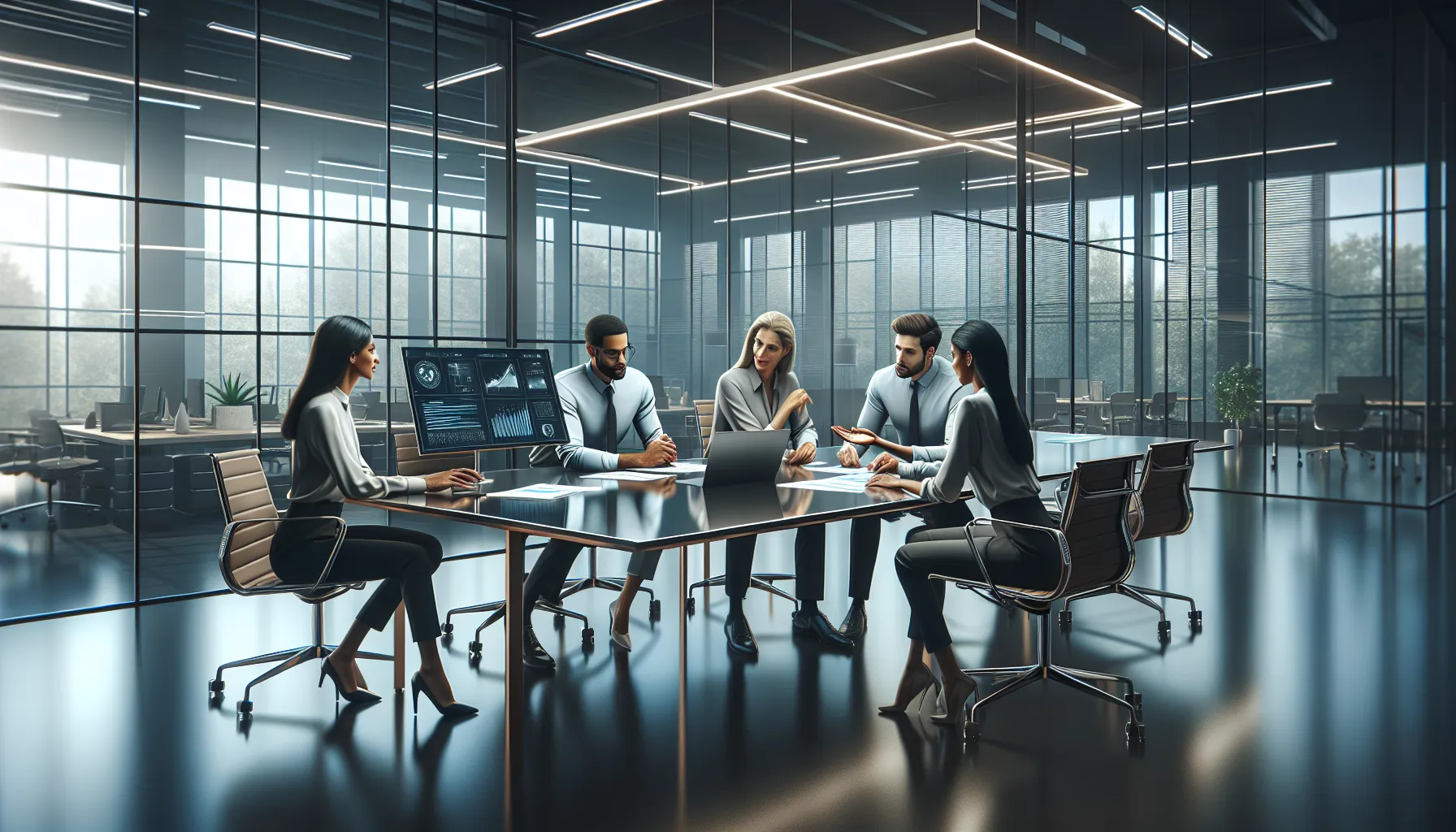 diverse team collaborating in a modern office setting.