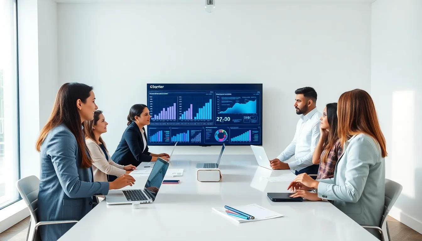 diverse cybersecurity team collaborating in a modern office.