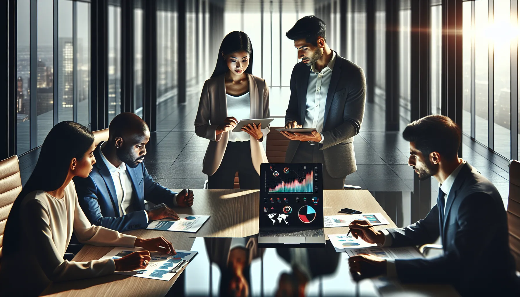 diverse team discussing modern concepts in a contemporary office.