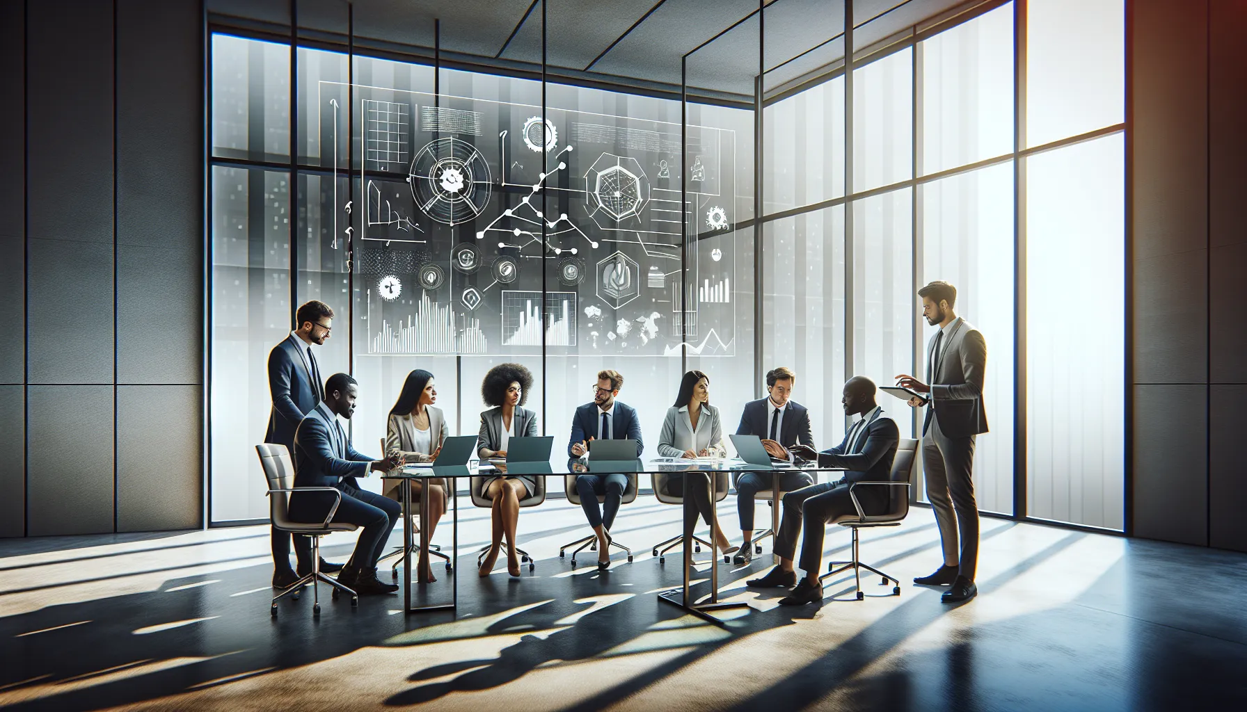 diverse team collaborating in a modern office setting.