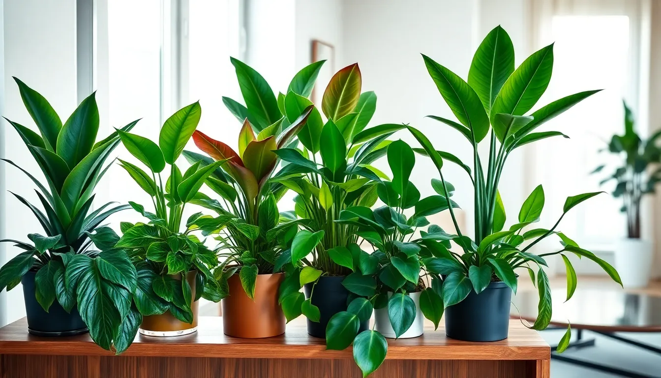 A cozy living room with diverse houseplants suited for low light.