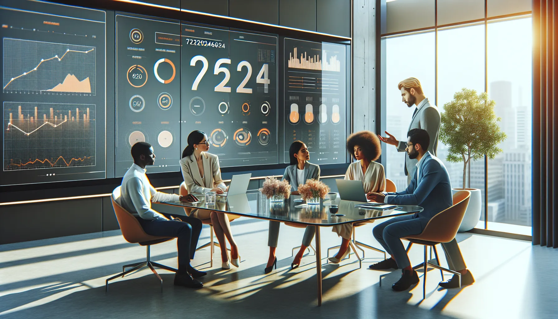 diverse team collaborating on data management in a modern office.