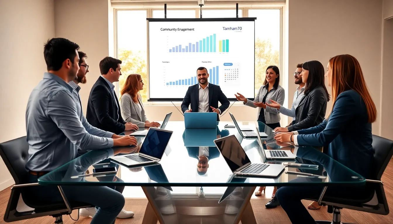 diverse professionals collaborating in a bright, modern workspace.