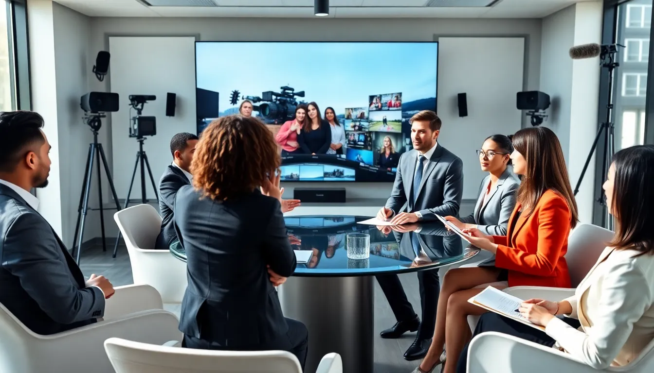 diverse group participating in broadcast media training session.