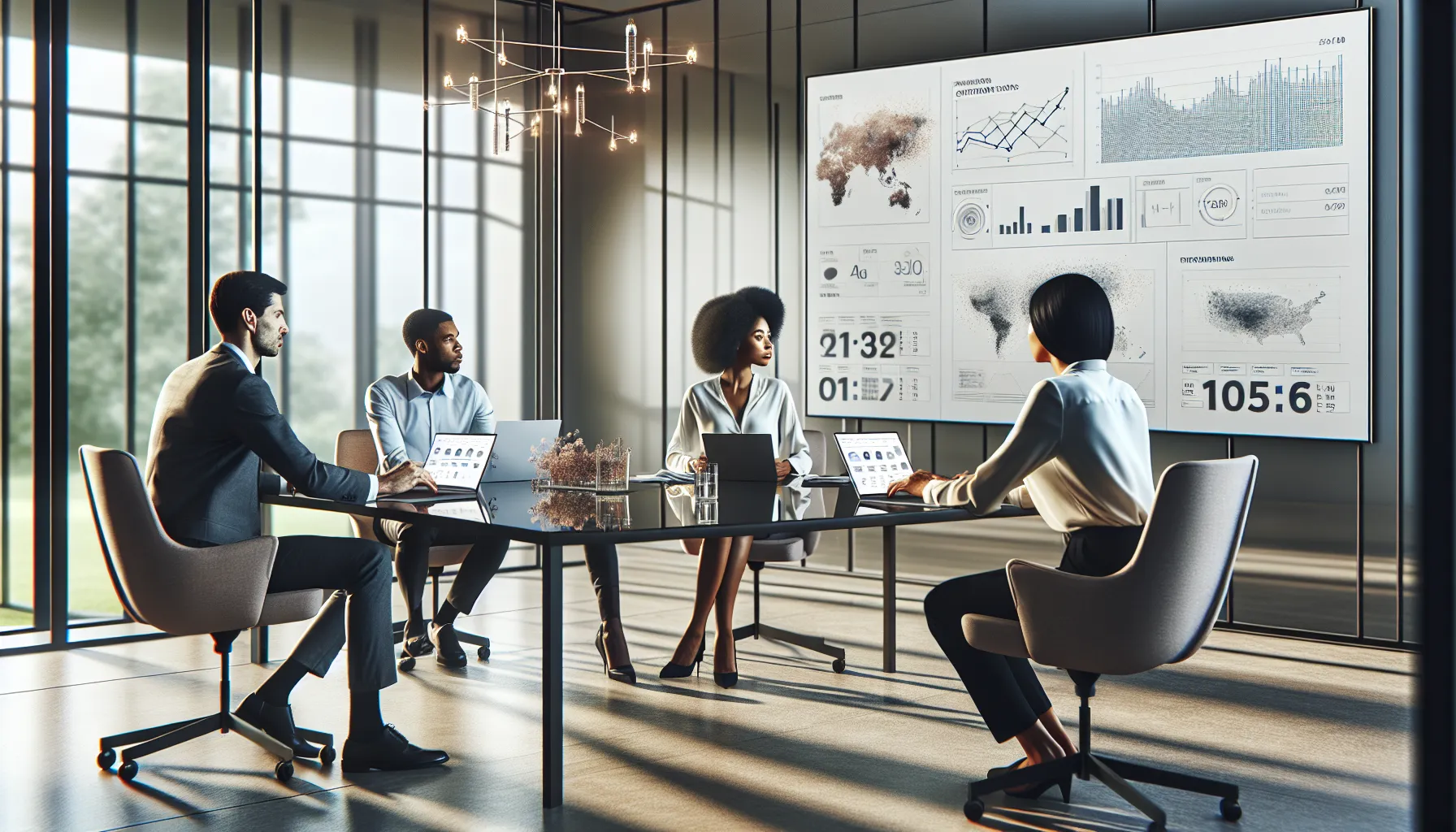 professionals collaborating in a modern office on customer interaction strategies.