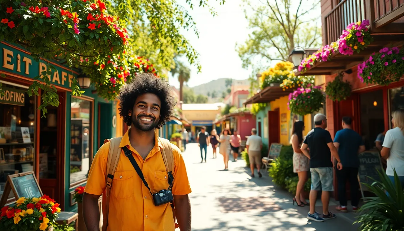 solo traveler exploring a vibrant village in the United States.