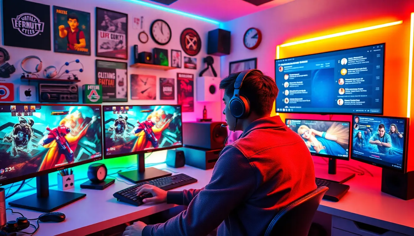 Bonnyundclyde19 streaming in a vibrant gaming setup.