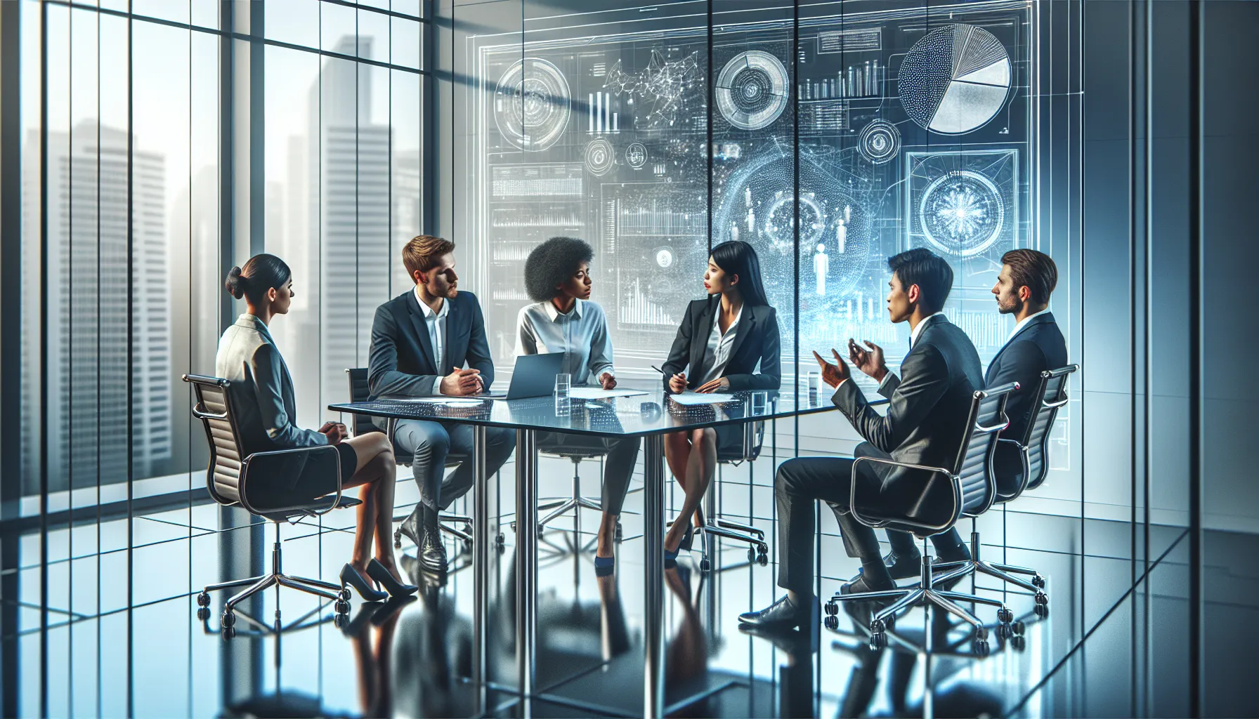 diverse team discussing unique identifiers in a modern office.