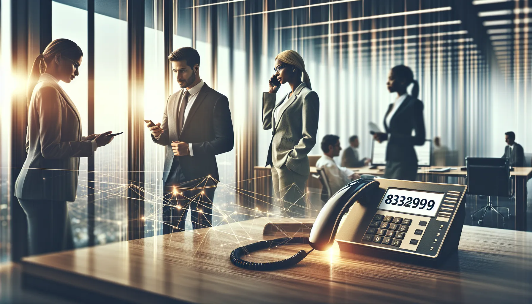 diverse team discussing safety measures regarding toll-free numbers in an office.