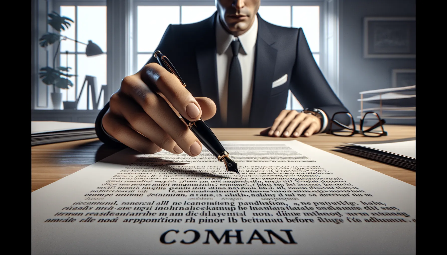 Norwegian lawyer reviewing critical contract wording before client signs the agreement.