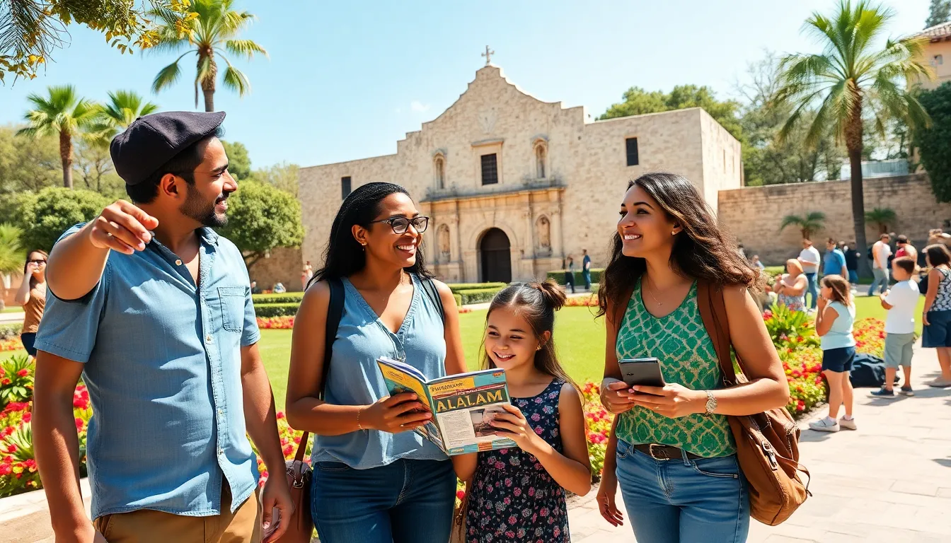 family exploring the historic Alamo in San Antonio.