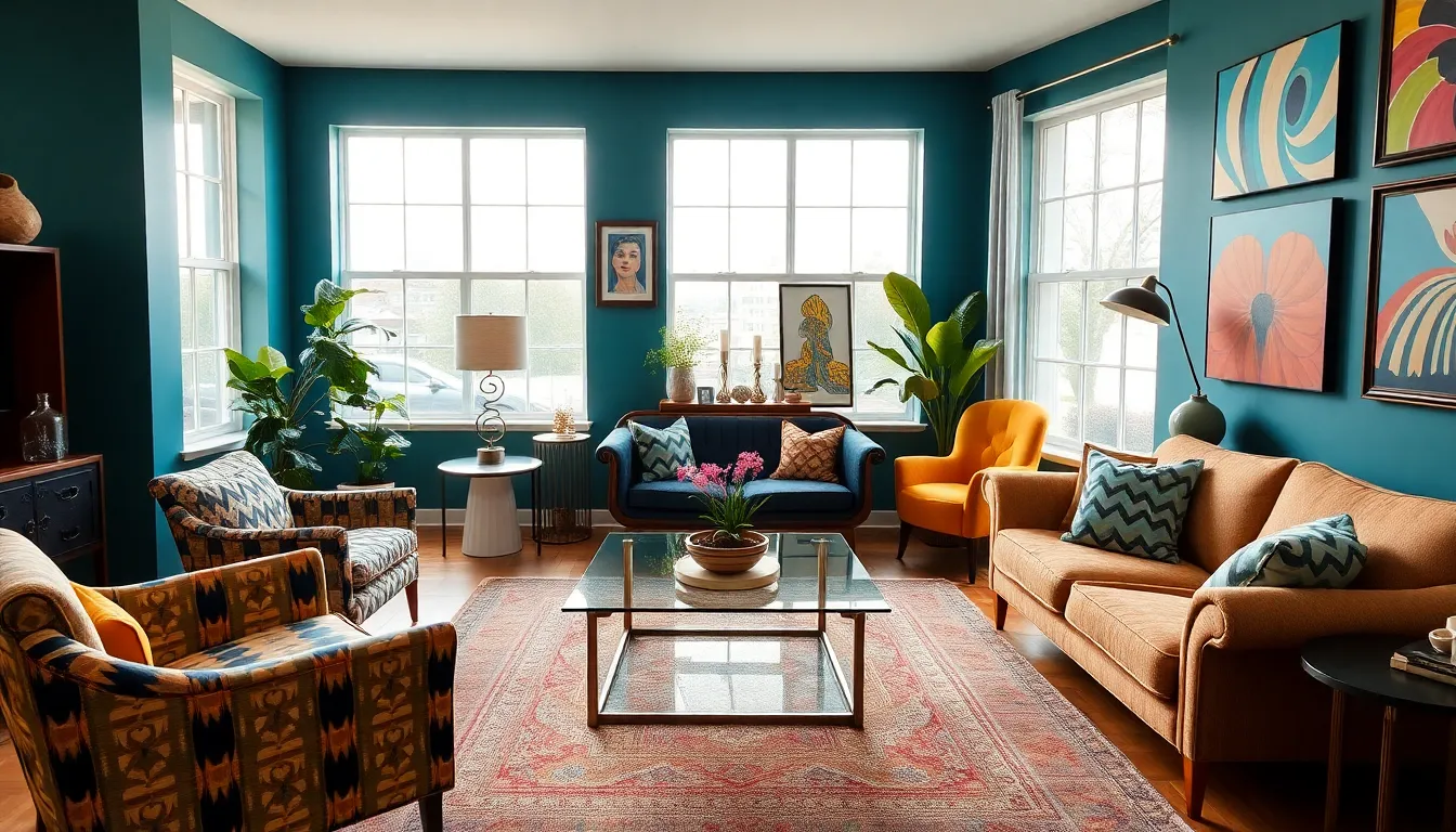 eclectic living space featuring 319 decor style elements.