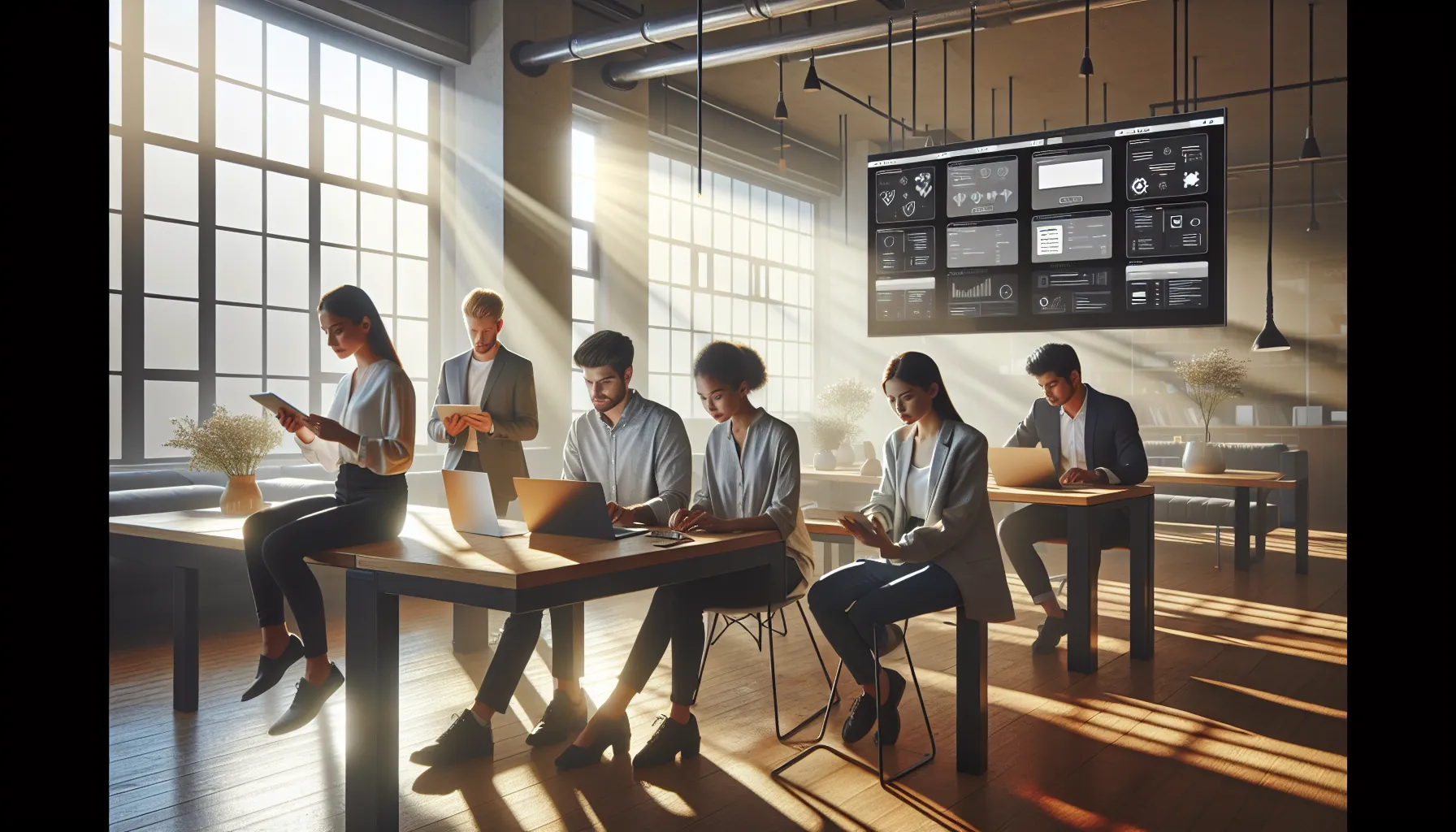 professionals collaborating using the AppCloseAdd application in a modern office.