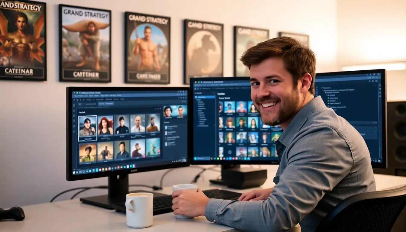 Benjamin Pearce at his workstation using Ck2generator for character creation.
