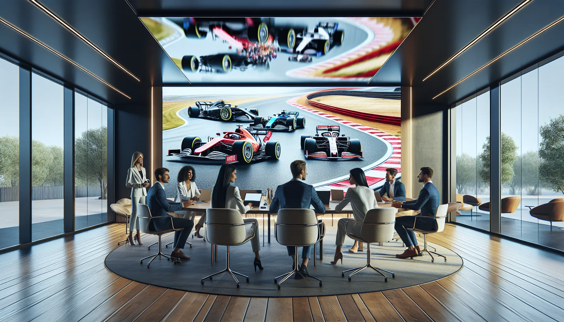 team collaborating in a modern office at IodaRacing.