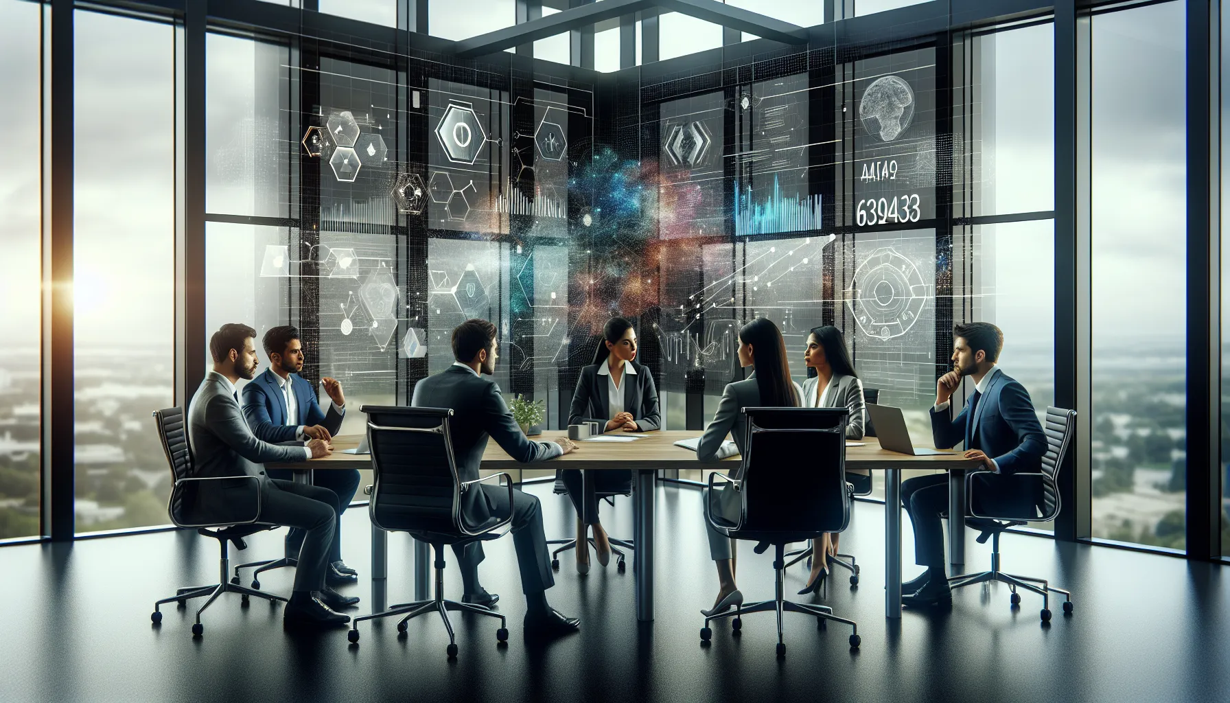 diverse team discussing future trends in a modern office.