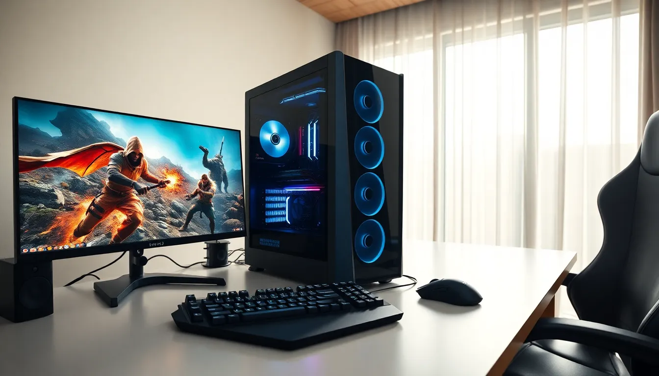 High-performance I9 gaming PC in a modern home office.