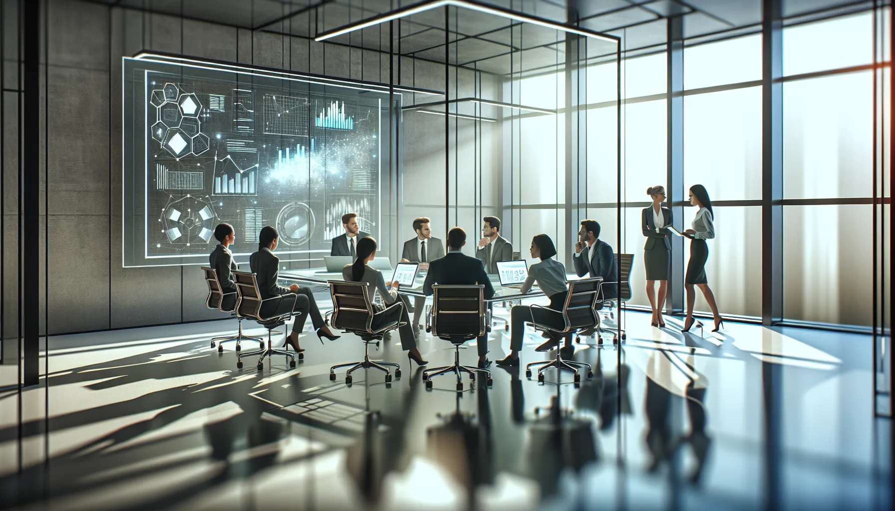 diverse team discussing innovative strategies in a modern office.