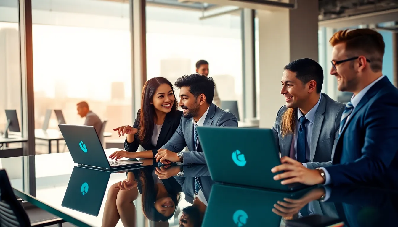 diverse group of gamers collaborating in a modern co-working space.