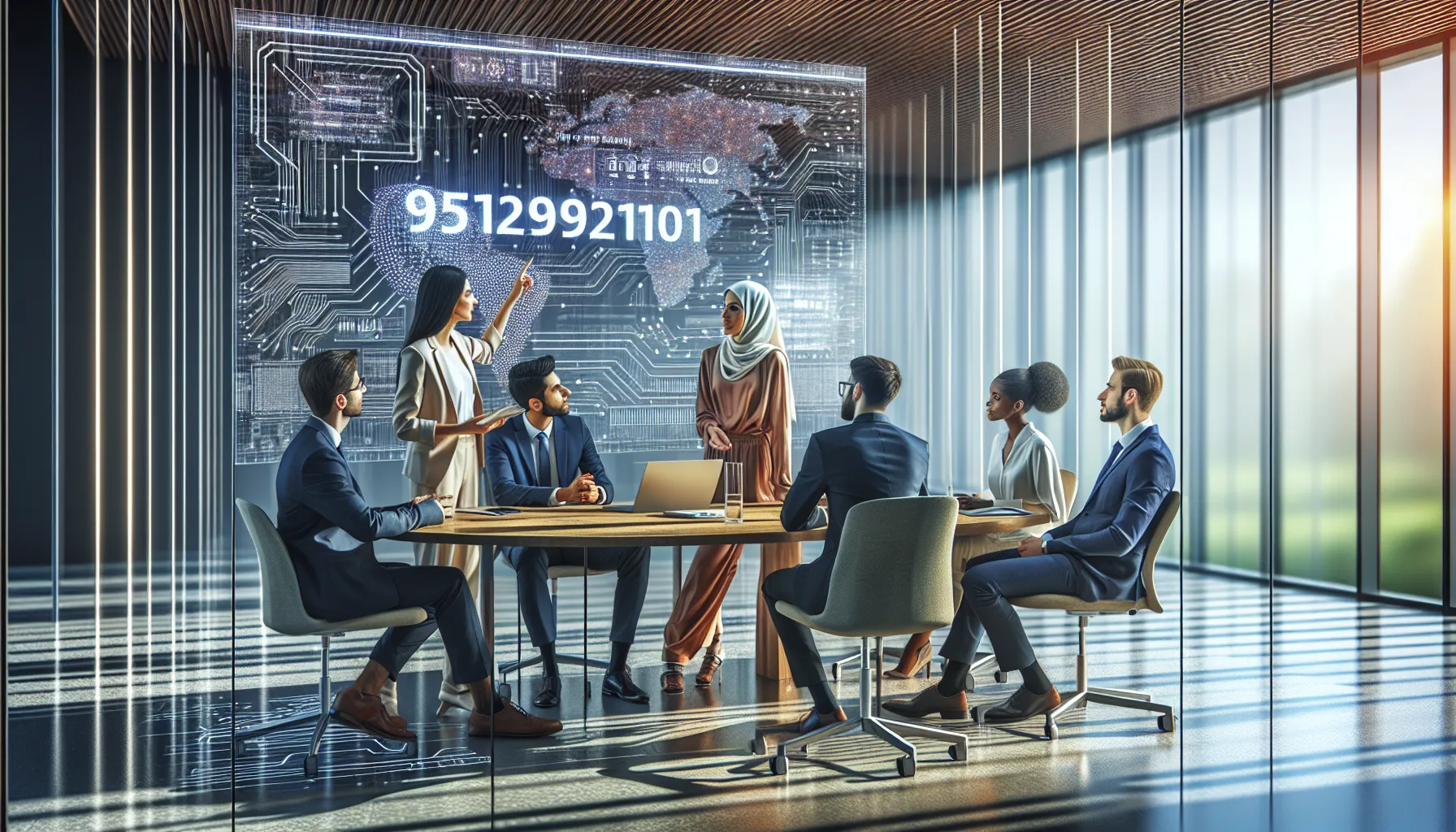 diverse team discussing future technology in a modern office.