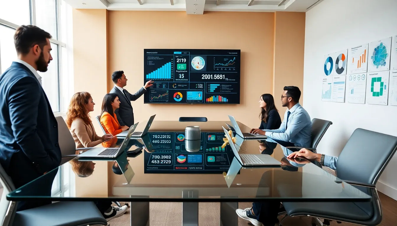 diverse team collaborating in a digital marketing office.