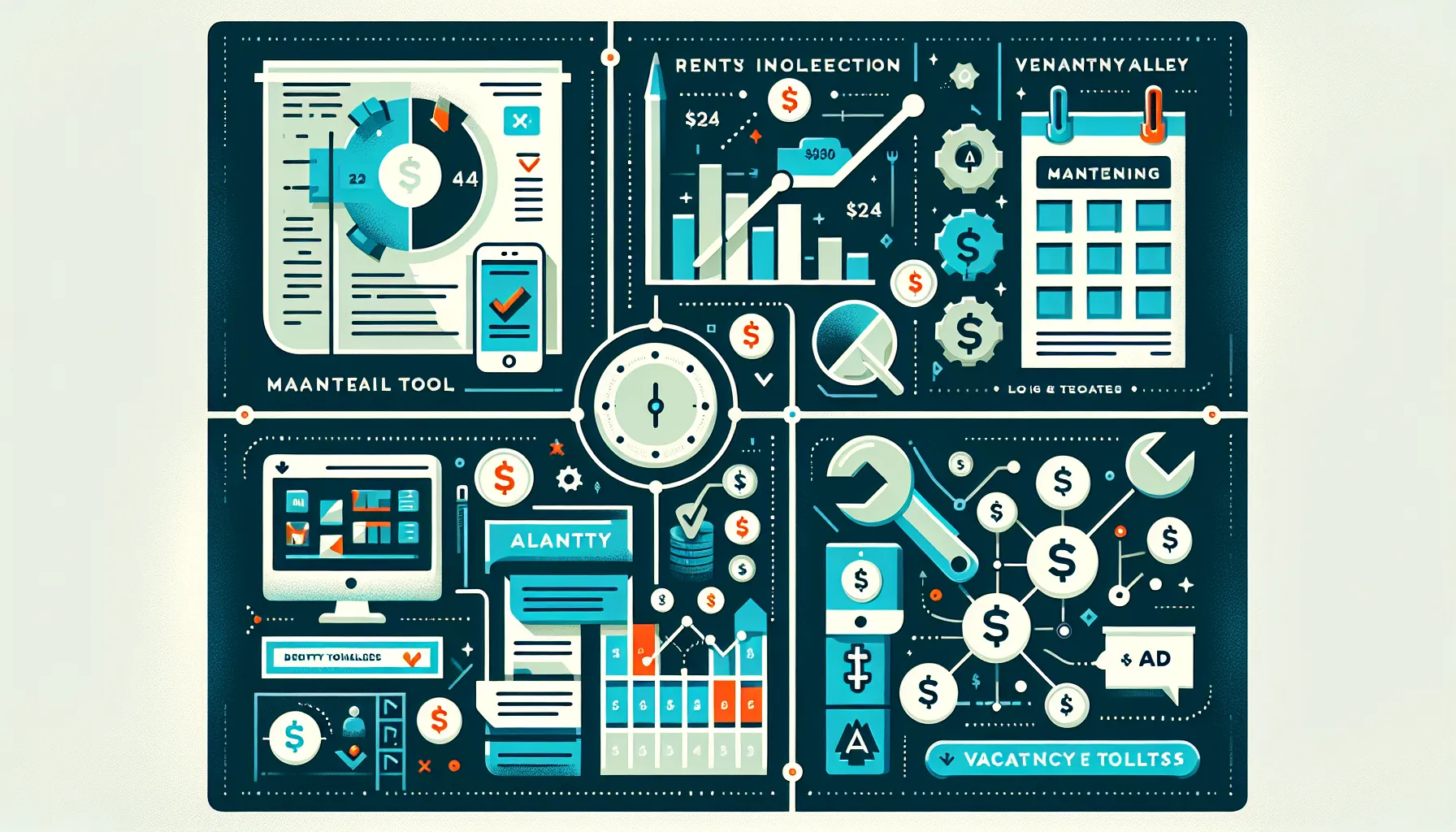 illustration of digital tools for managing rental income in the US