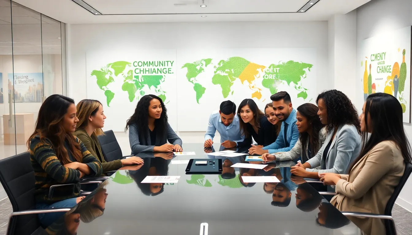 diverse team collaborating in a modern office setting.