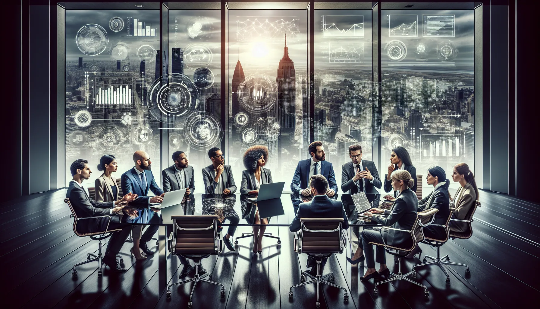 diverse professionals discussing technology concepts in a modern office.