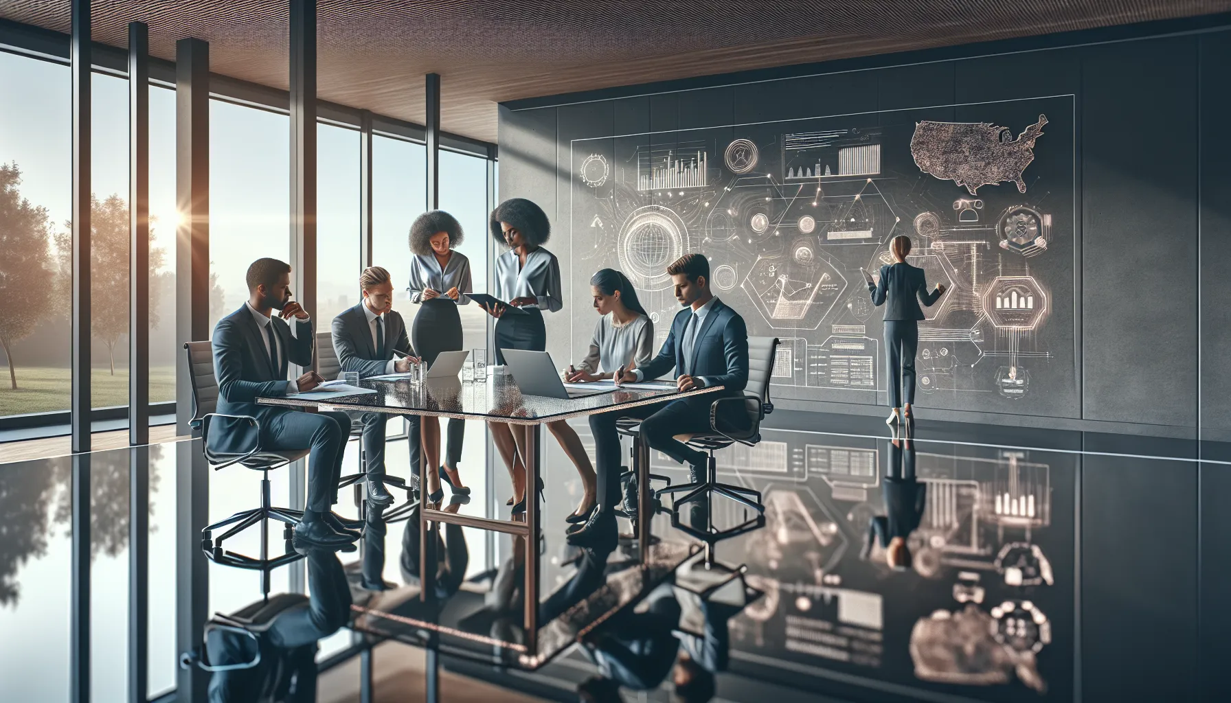 diverse team discussing applications of a unique identifier in a modern office.