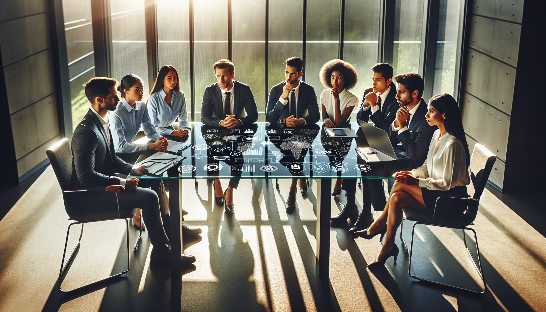diverse team discussing data privacy in a modern office.