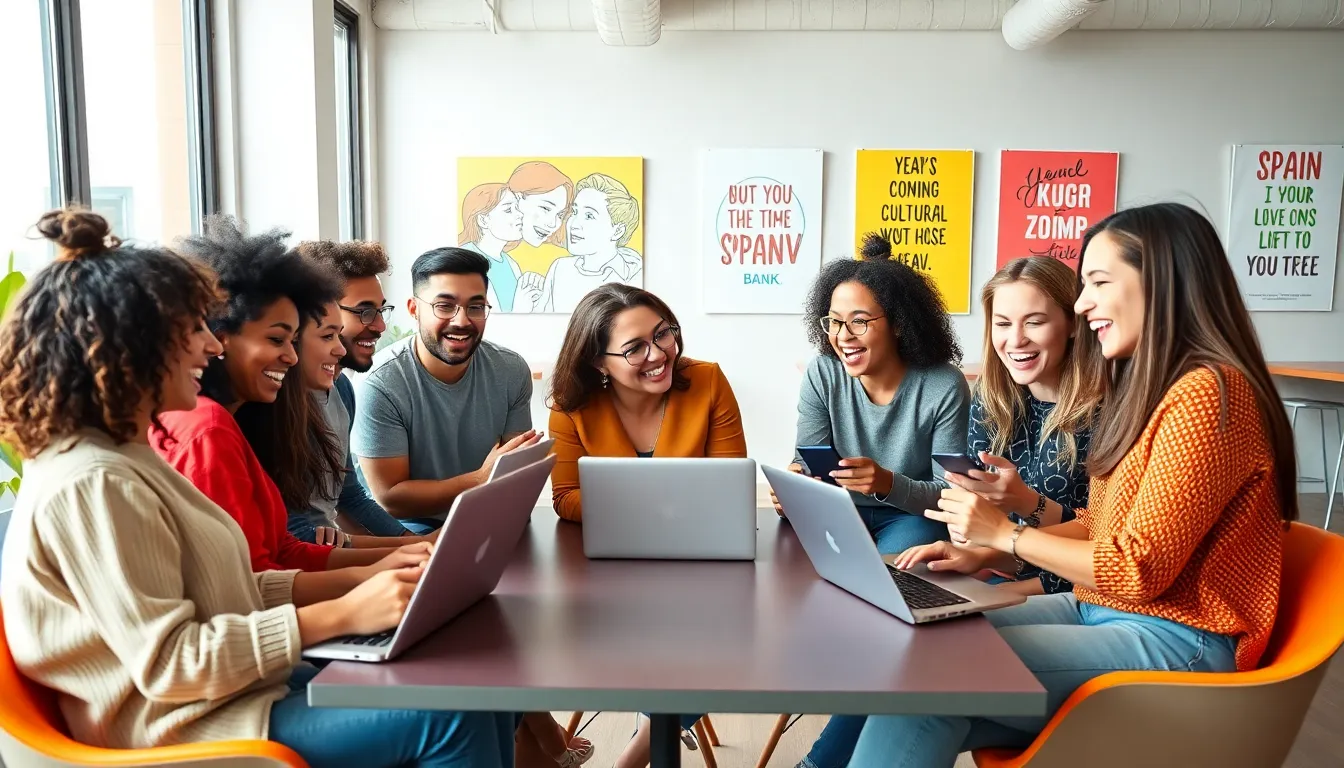 diverse group discussing cultural trends in a modern workspace.
