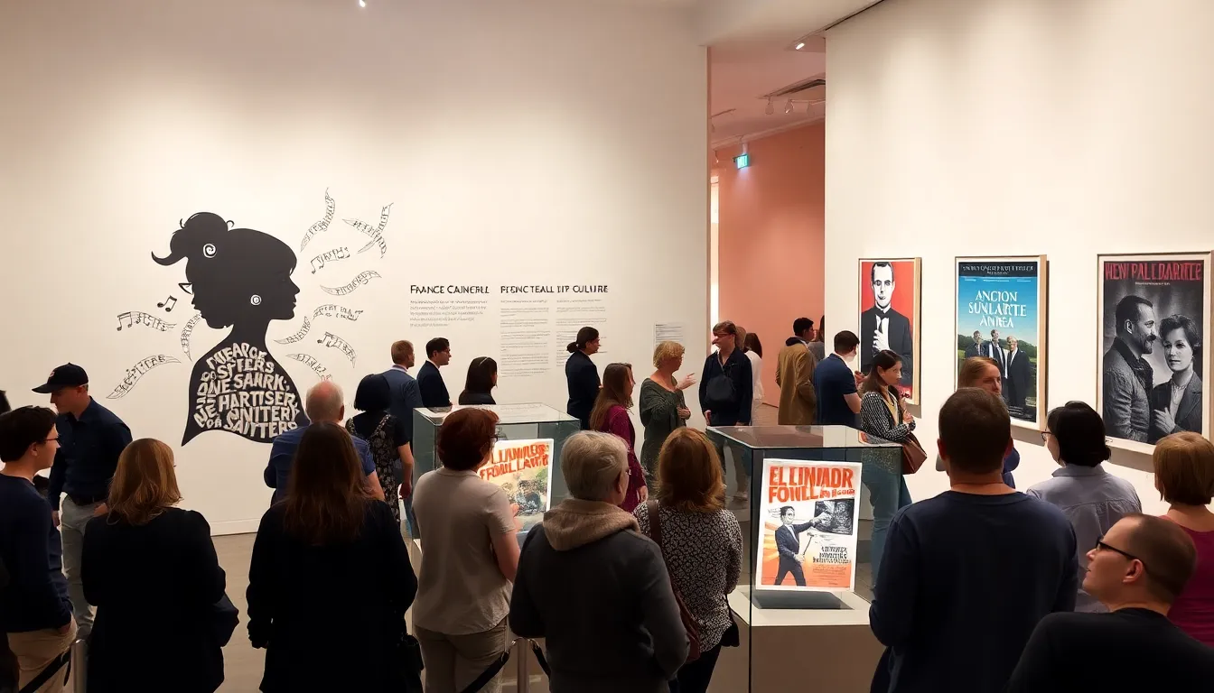 gallery exhibit showcasing French pop culture icons and influences.