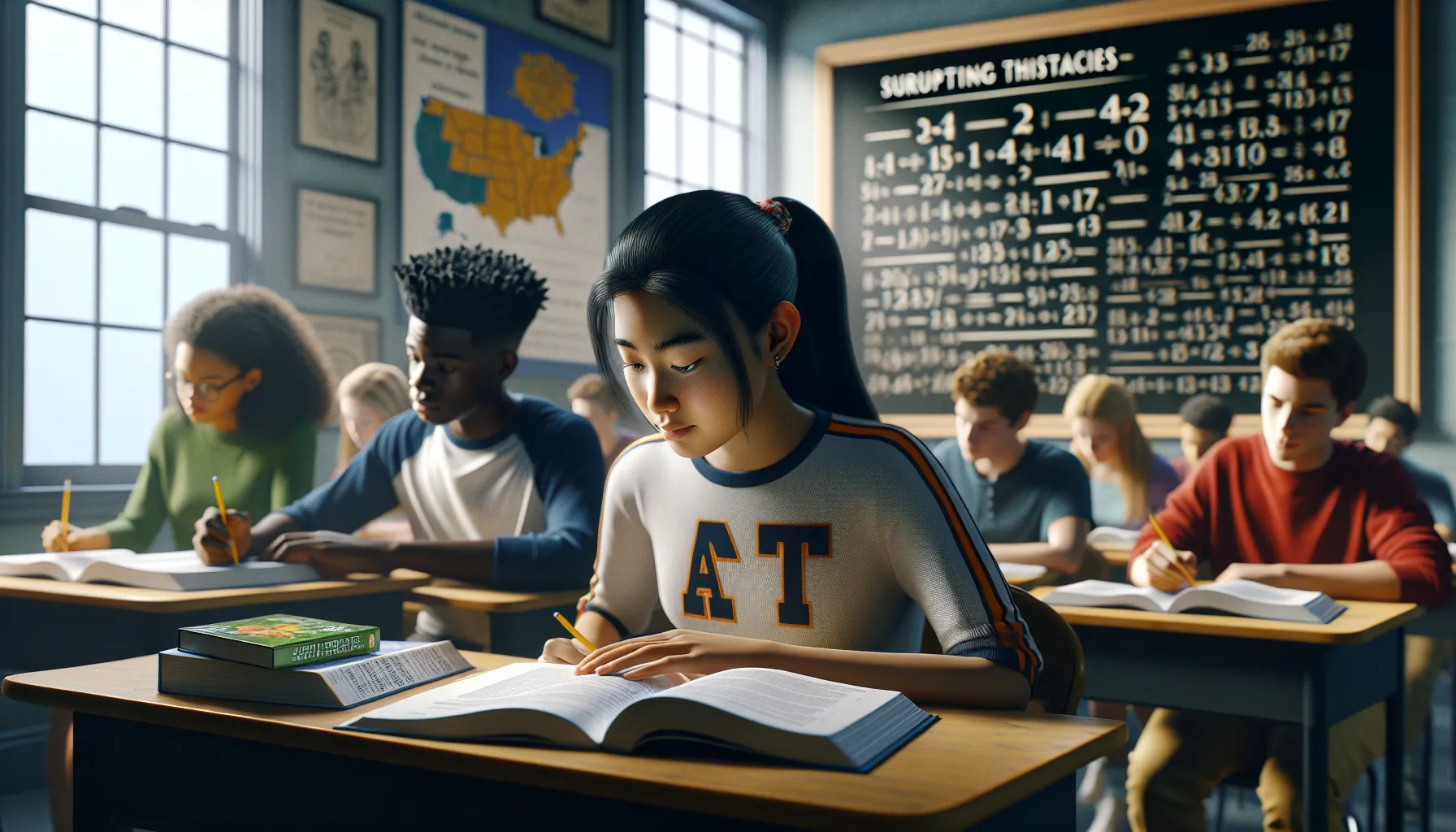 students focused on taking the ACT and SAT tests in a high school classroom.