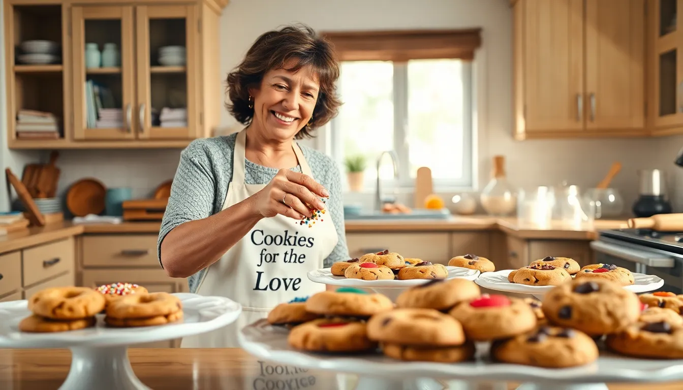 baker in a cozy kitchen preparing cookies with love.