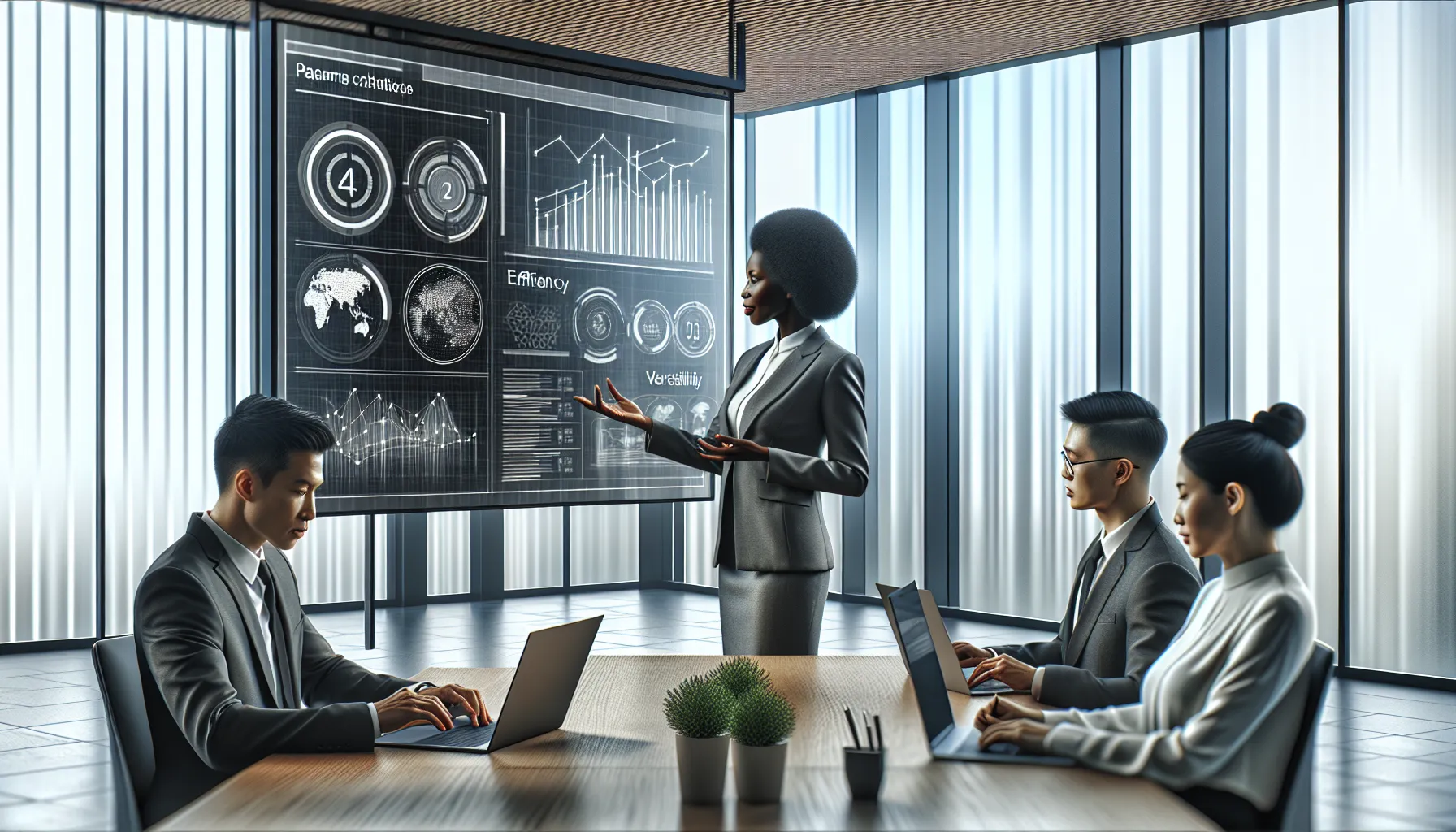 diverse professionals discussing Xta21074052110022 in a modern office.