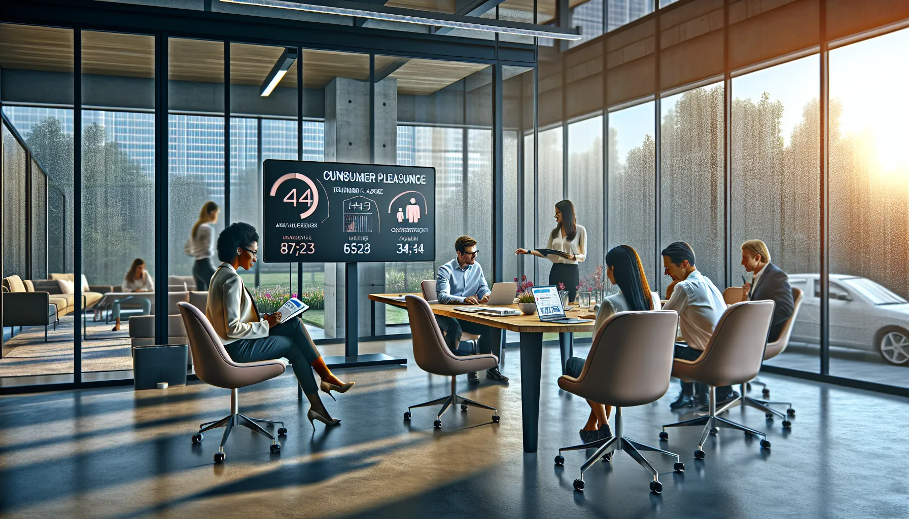 diverse professionals collaborating in a modern office setting.