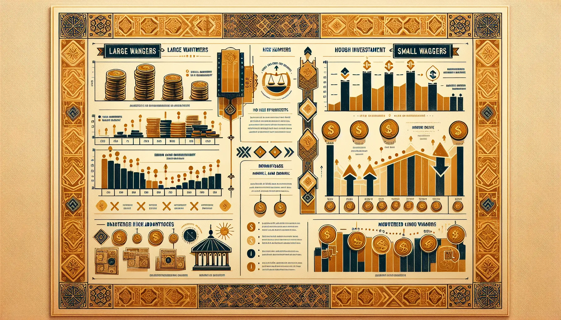Comparison infographic of large and small wagering strategies.