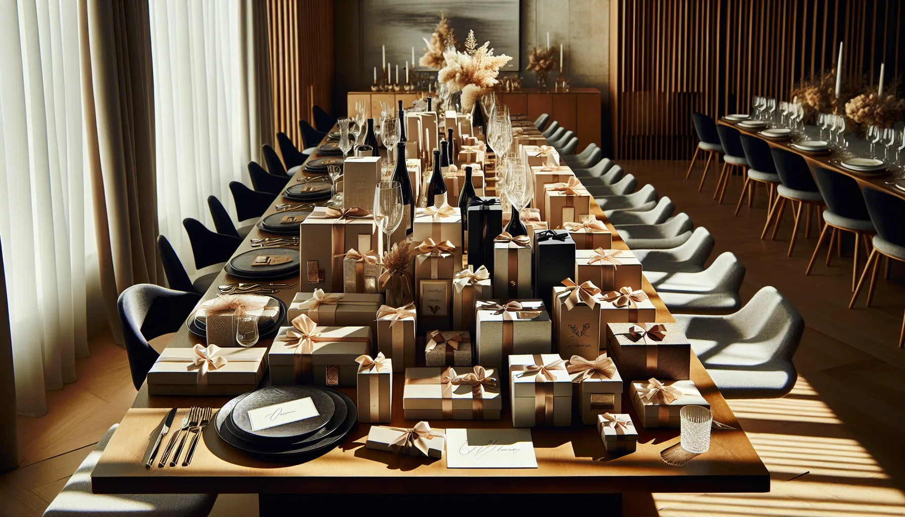 Elegant groomsmen gifts displayed with personalized notes in a modern setting.