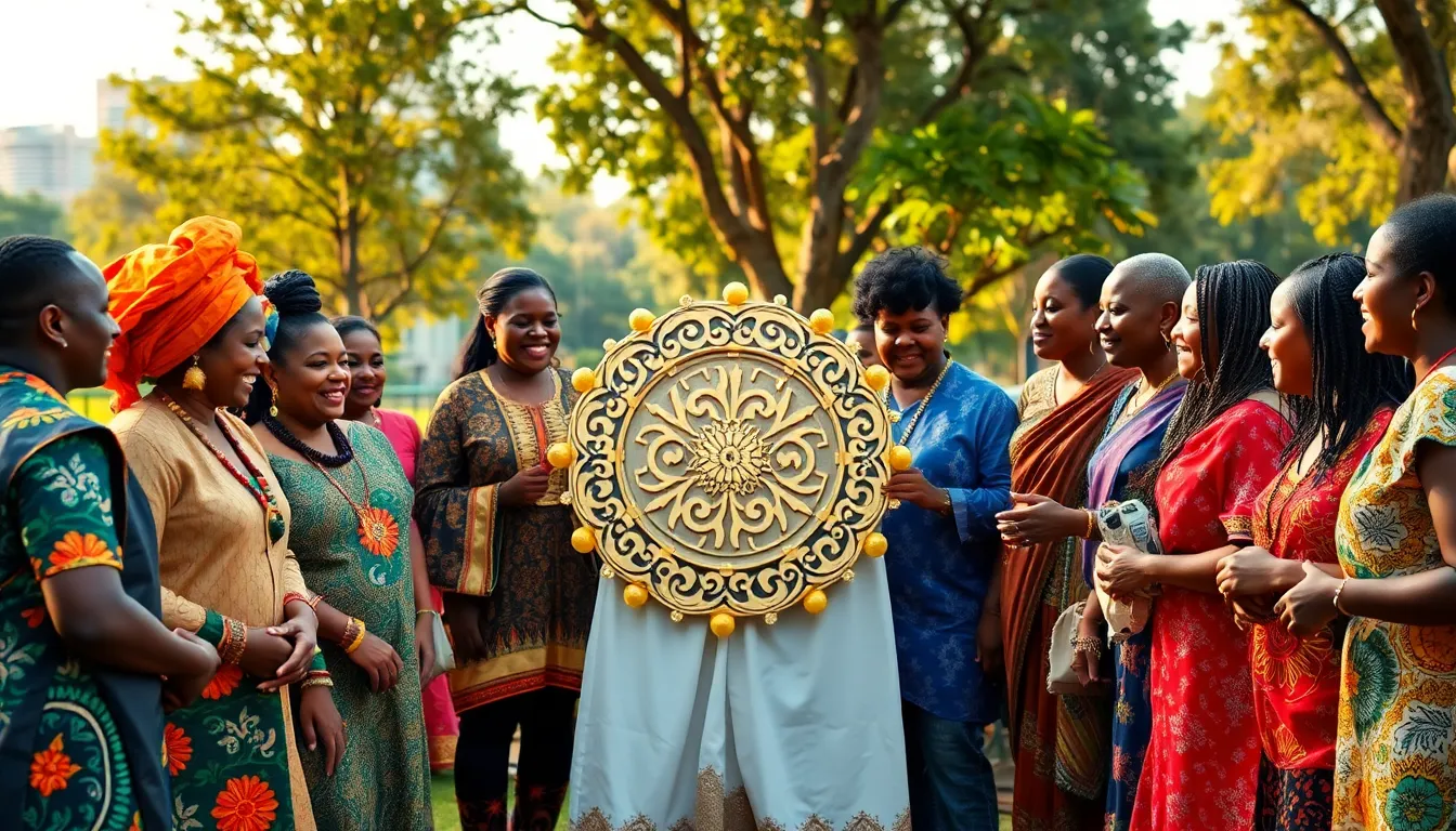 community celebration of Babaijabeu in a vibrant park setting.
