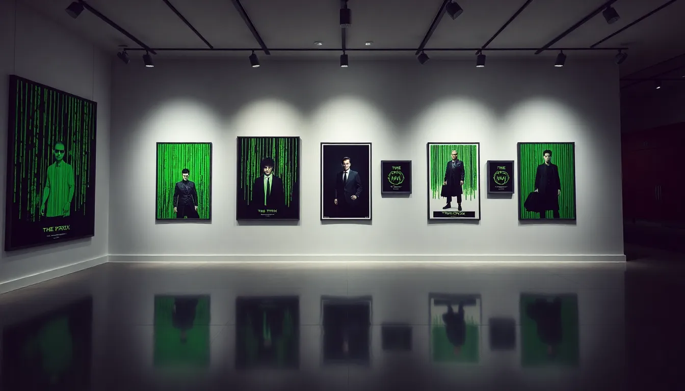 gallery display showcasing various Matrix movie posters.