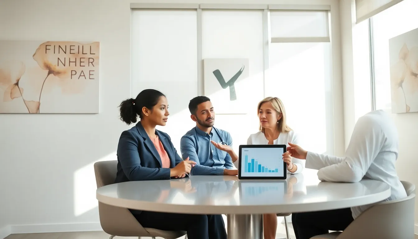 diverse couple discussing fertility health with a professional in a consultation room.