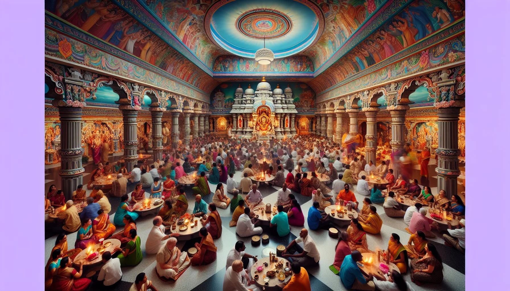 devotees celebrating in a Gowthalamma temple during a festival.