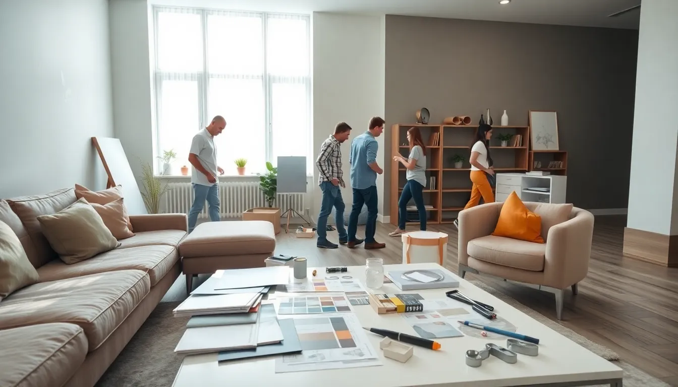 diverse team working on a modern home renovation project.