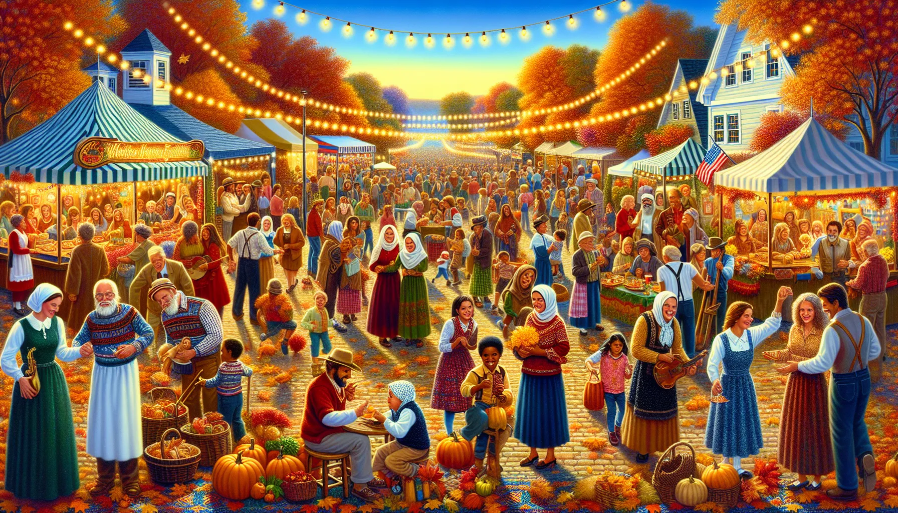 diverse crowd celebrating at the Harvest Festival in Mourrdale.