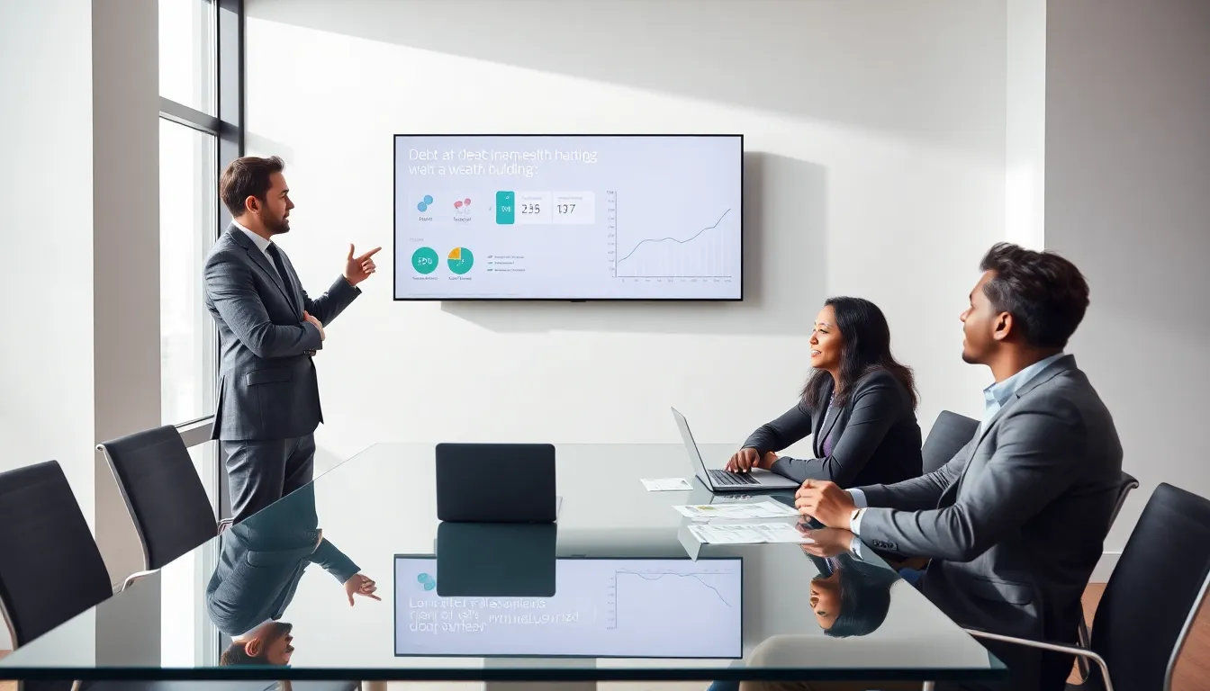 financial advisor discussing debt impacts with a diverse couple.