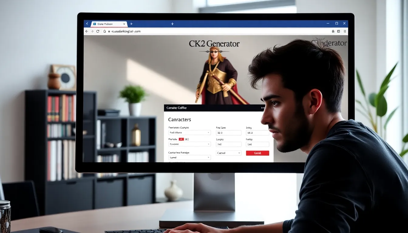 gamer using CK2Generator in a modern home office setting.
