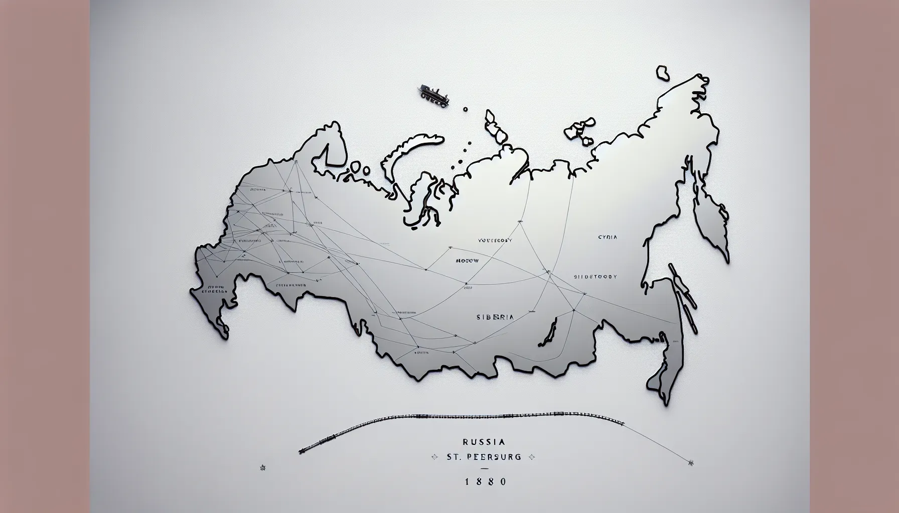 Simple map of 1880s Russia showing Moscow, St. Petersburg and Siberia