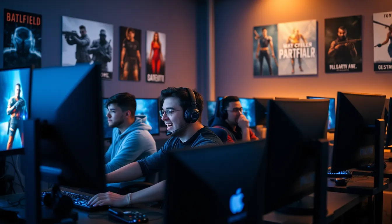 diverse group of gamers enjoying Battlefield 3 in a modern gaming setup.